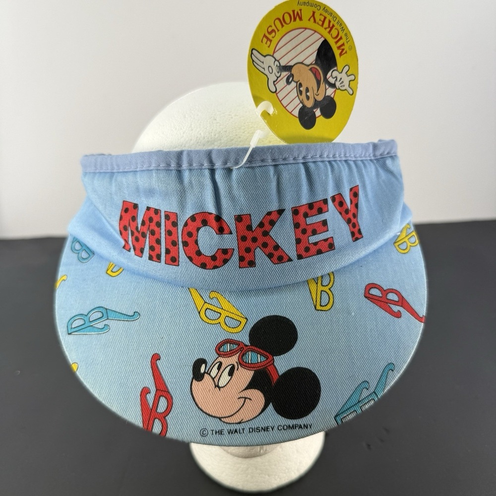 Vintage Disney Mickey Mouse Sun Visor Hat NOS Deadstock Blue Just 4 WPL 9939